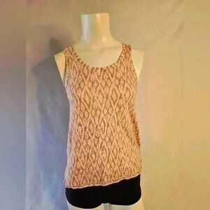 Banana Republic Malibu Tee Pink & Cream Print Sleeveless Tank - Size XS